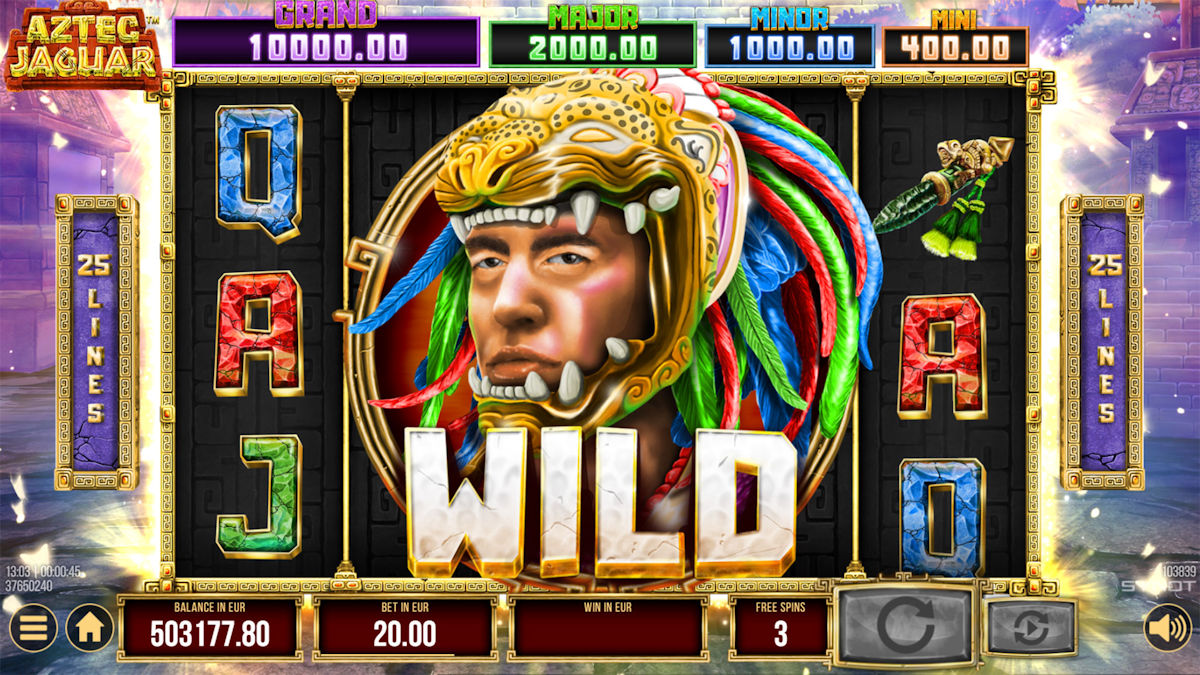 Bonus game on Aztec Jaguar with Wild Symbol